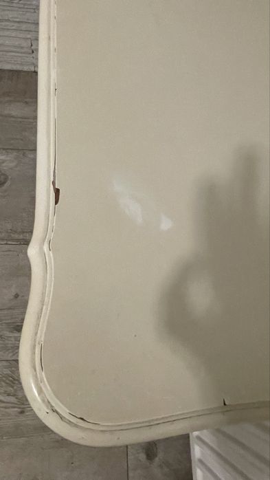 Toaletka antyczna stara zdobiona kremowa złota drewniana z szufladkami