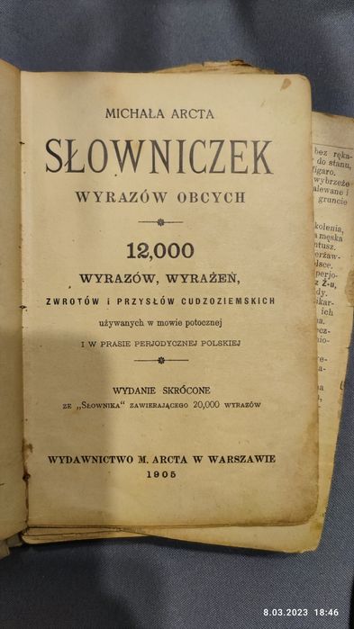 Słowniczek wyrazów obcych z 1905 roku
