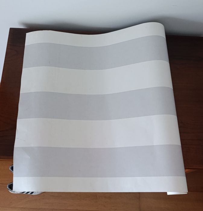 Rolo de Papel de Parede Novo -  Moderno Cinzento e Branco