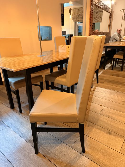 Cadeiras de napa costa alta cor (toffe) 49 uni.+ candeeiros iglo