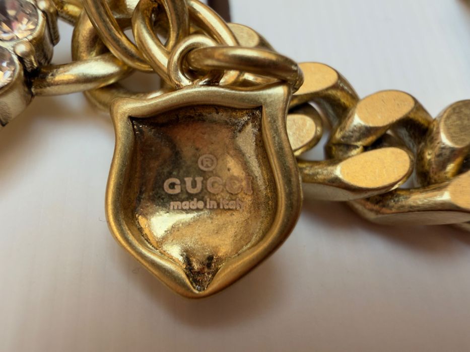 Naszyjnik Gucci stare złoto z cyrkoniami