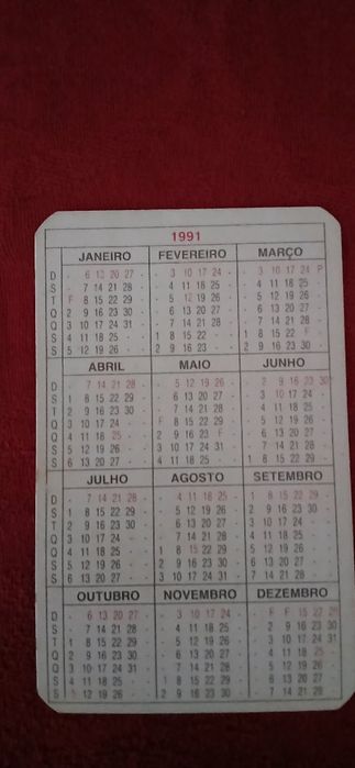 Calendário de bolso Frigo de 1991