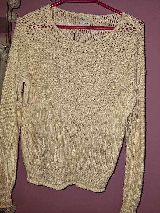 Sweter ażurowy ecru vero moda