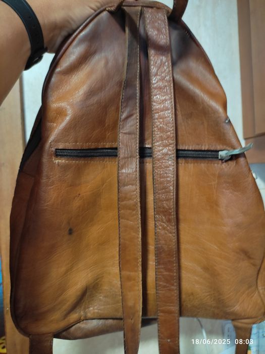 Mochila de couro cor camel