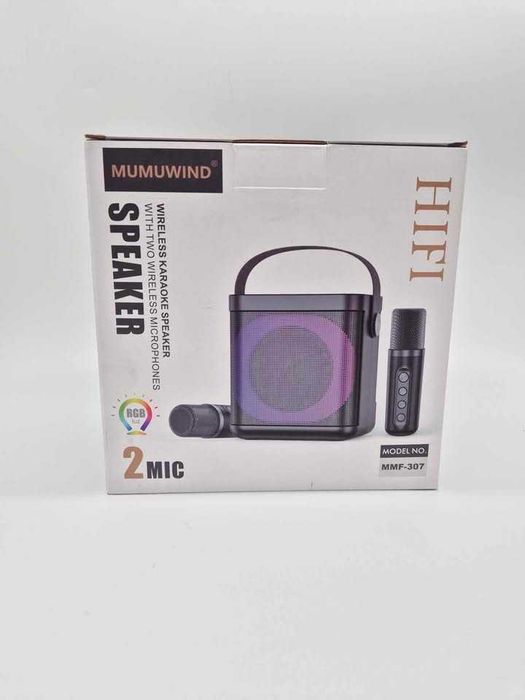 Karaoke przenośny głośnik dwa bezprzewodowe mikrofony