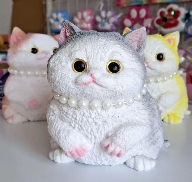 Великий антистрес сквіш з бусінками"Таба котик" 20 см