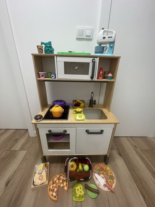 Drewniana kuchnia dla dzieci | DUŻY KOMPLET | podświetlana