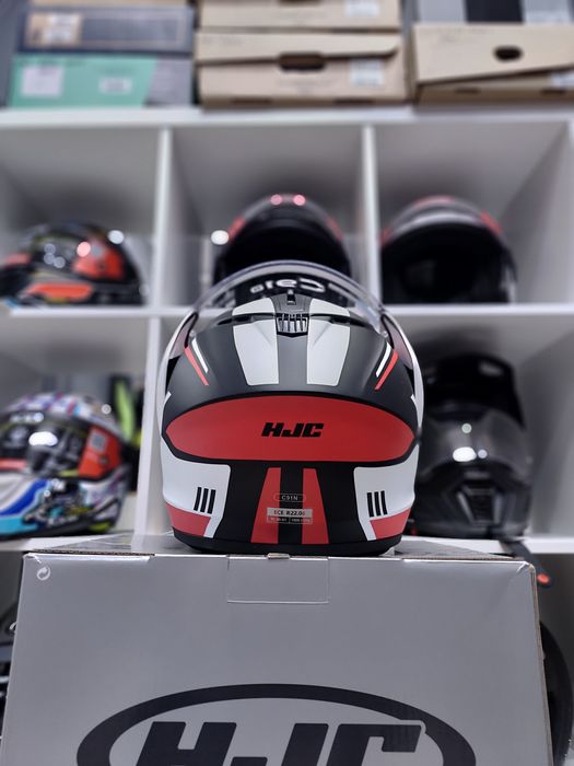 Kask motocyklowe szczękowy HJC C91N KAON czarno czerwono biały roz XL