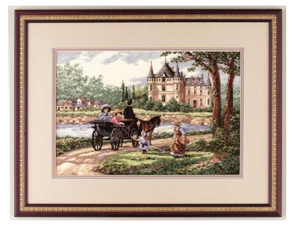 Набір для вишивки хрестиком 03790 Леді Шато. 46х30 см. Dimensions.