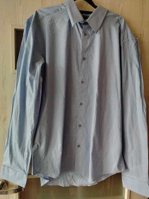 Elegancka błękitna koszula męska XXL slim fit bawełna duża