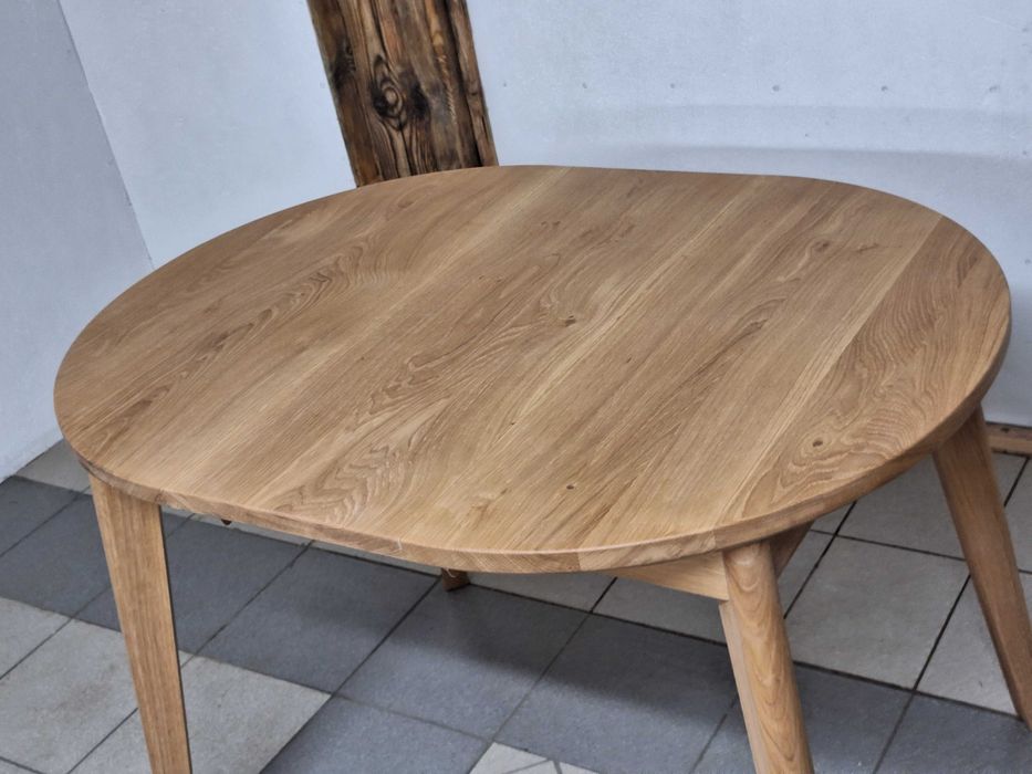 MAŁY Stół  dębowy fi 80 cm rozkładany do 160cm - dostępny od ręki