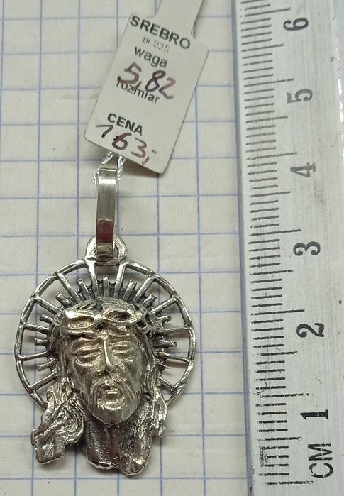 Medalik Głowa Jezusa Mniejsza wersja Srebro 925 NOWE