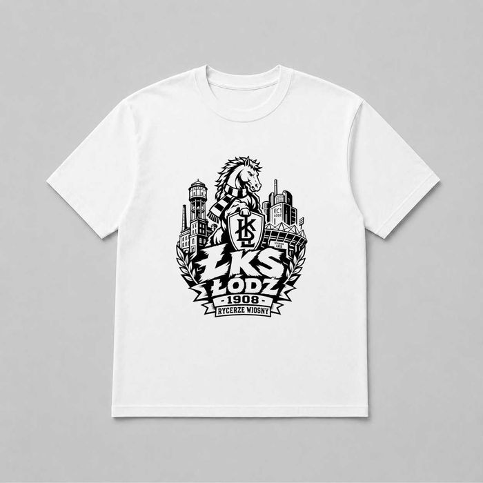 Łks Łódź Koszulka Kibicowska Piłkarska z Herbem Klubu Nowa Unisex XL