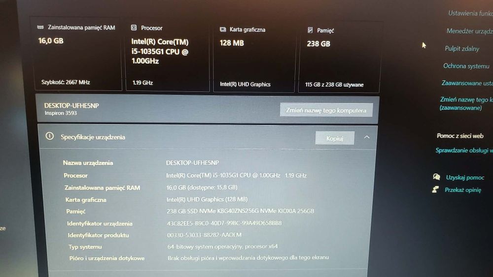 Dell laptop Inspiron 3593