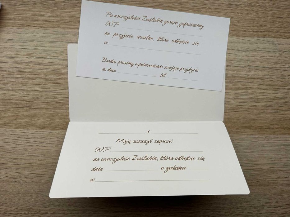 Komplet 10-ciu zaproszeń na ślub z weselem