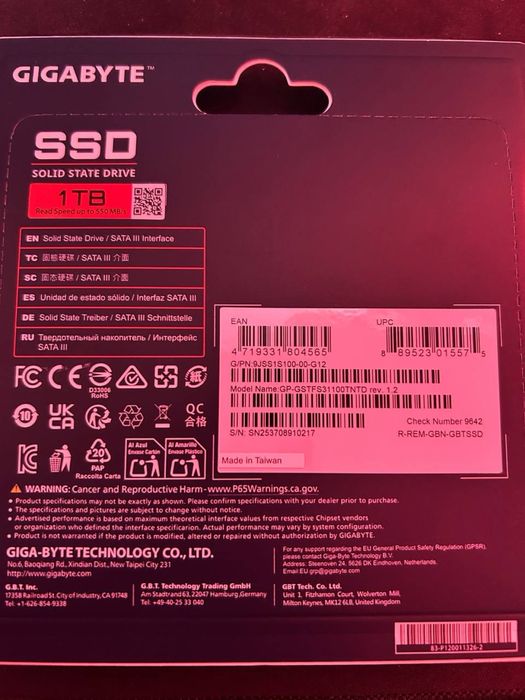 Новий SSD Gigabyte 1TB