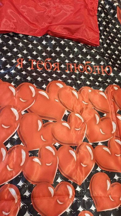 Турецкое постельное белье Сердца  Евро 200х220  Exclusive Sateen Amore