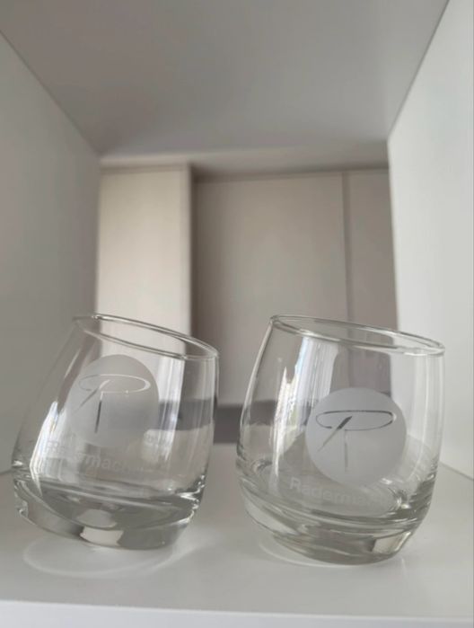2 x copos de whisky Radermacher giratórios com logótipo