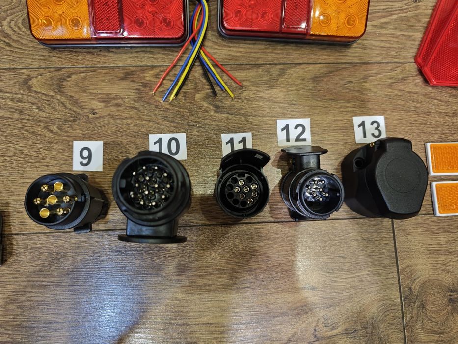 Комплект електрики на прицеп. Ліхтар, фонар, фара, відбивач, вилка