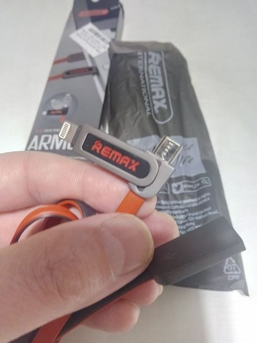 USB кабель для телефона Remax Armor 2 in 1 Lightning & Micro USB Red 1