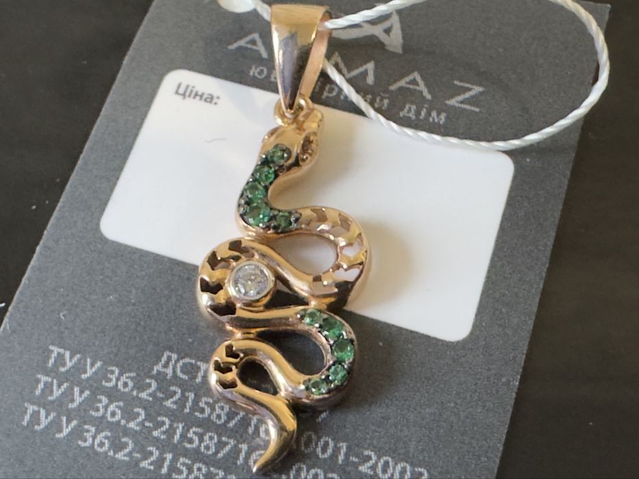 Золотой кулон змея лев 585 проба распродажа