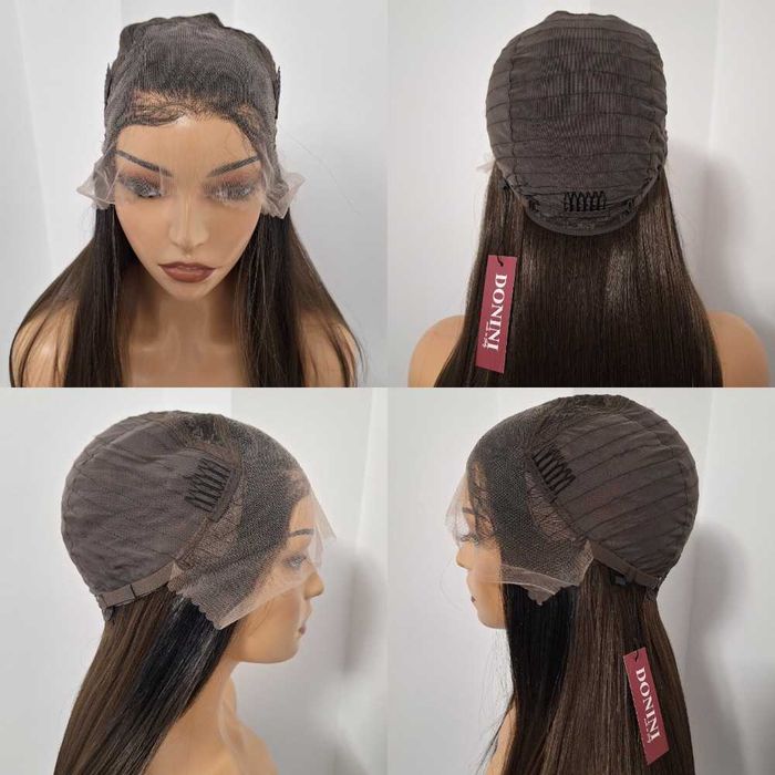 Długa Prosta Ciemna Peruka Na Koronkowej Siateczce Lace Front Wig