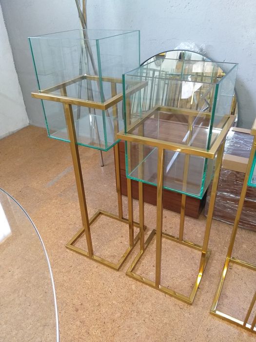 Floreiras inox dourado