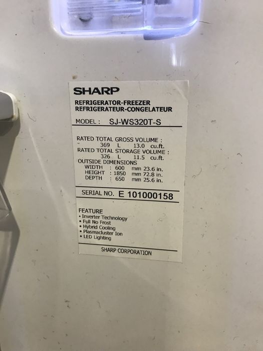 UNIKAT!!! Lodówko-zamrażarka SHARP PlasmaCluster Inverter. No Frost.