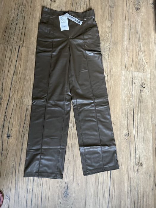 Spodnie skórzane szerokie Zara S NOWE! palazzo
