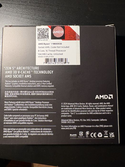 Ryzen 7 9800X3D Processor Box