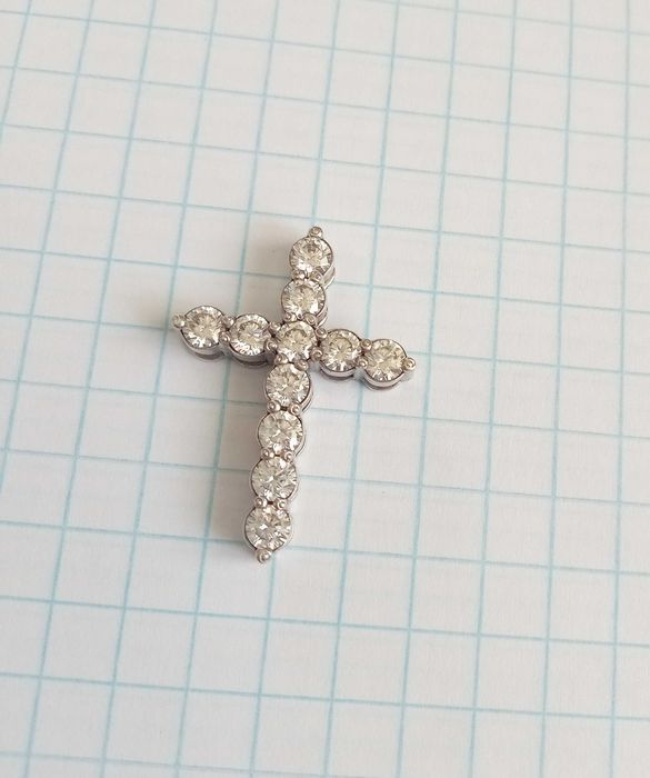 Кулон підвіс Хрестик з каменями. Срібло 925 проба