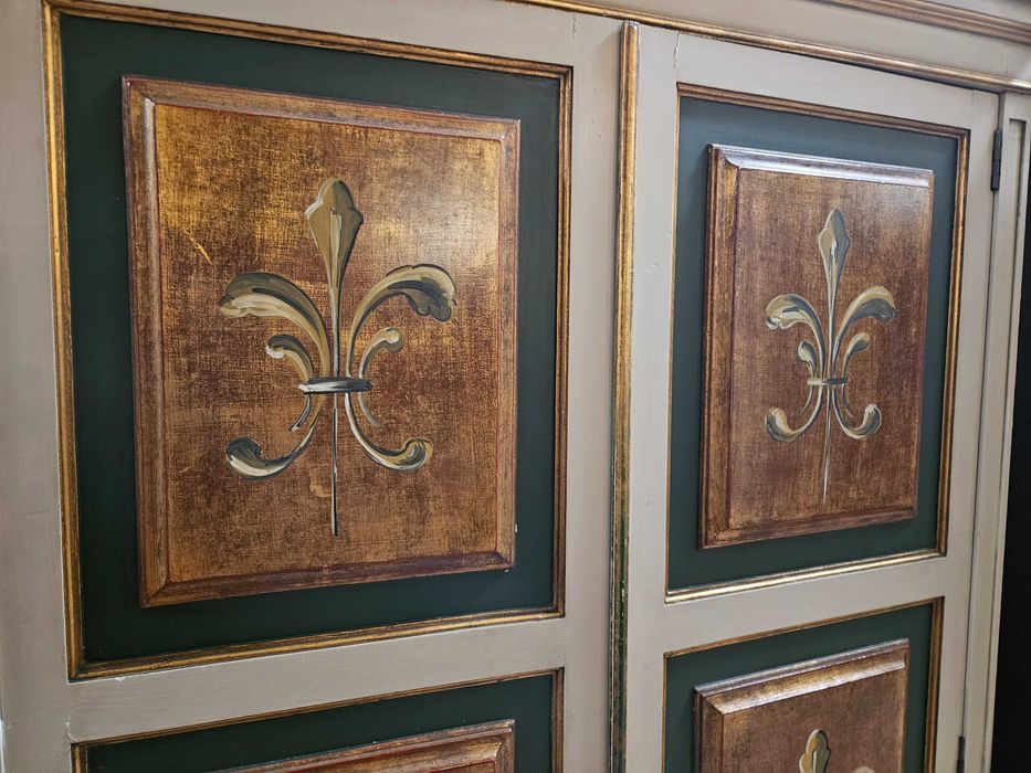 Móvel de entrada, antigo, em madeira maciça, pintado - Muitp bom es