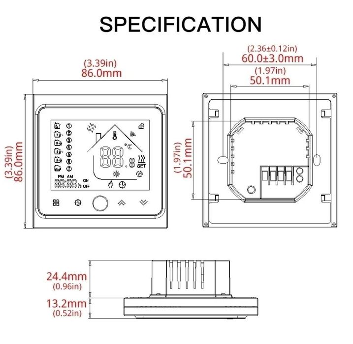 Умный термостат MOES с Wi-Fi, терморегулятор для электрического т.п.