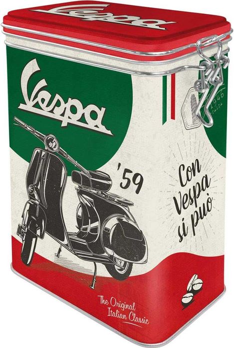 Caixa em Lata - Estilo Retro - Tema Vespa - 1,3Lt de capacidade