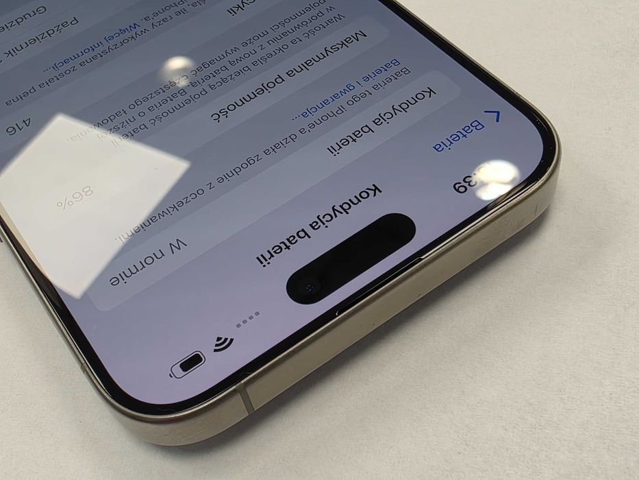 iPhone 15 PRO MAX 256GB/ Natural Titanium/ 86%/ Grade A-/ + ładowarka/ GW 12 MSC