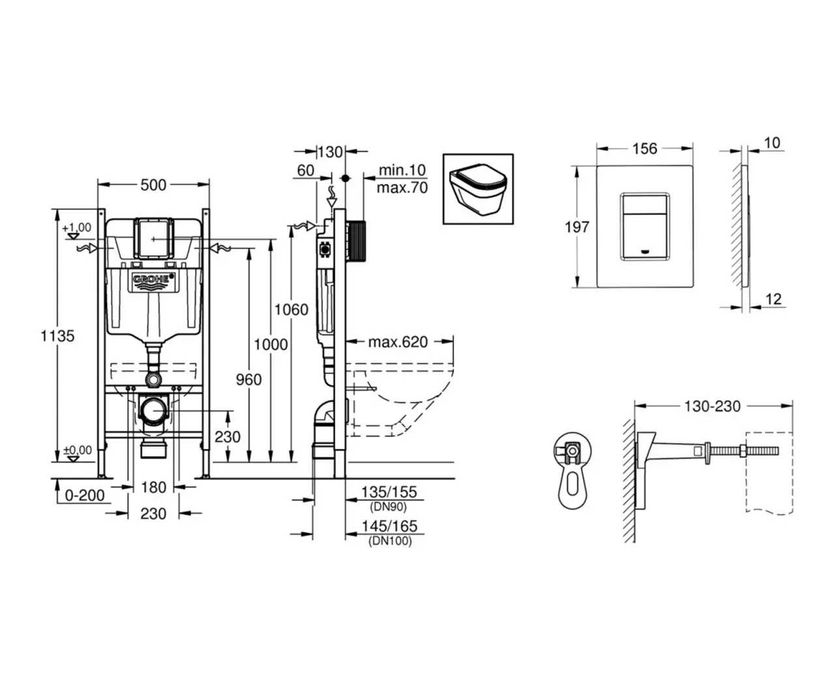 Grohe Rapid SL комплект 4-в-1+Skate Cosmopolitan 38772001+унітаз KP