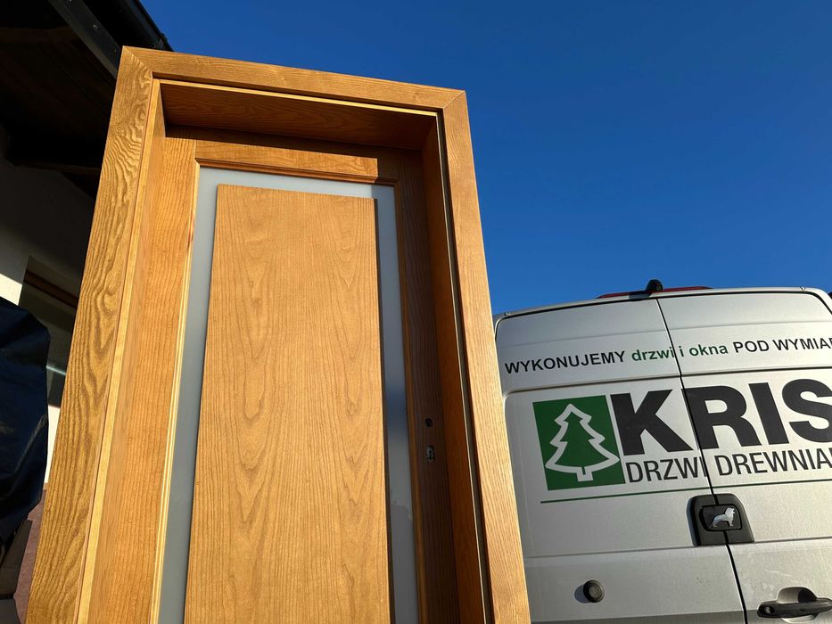 Drzwi drewniane jesion OD RĘKI z ościeżnicą regulowaną CAŁA POLSKA
