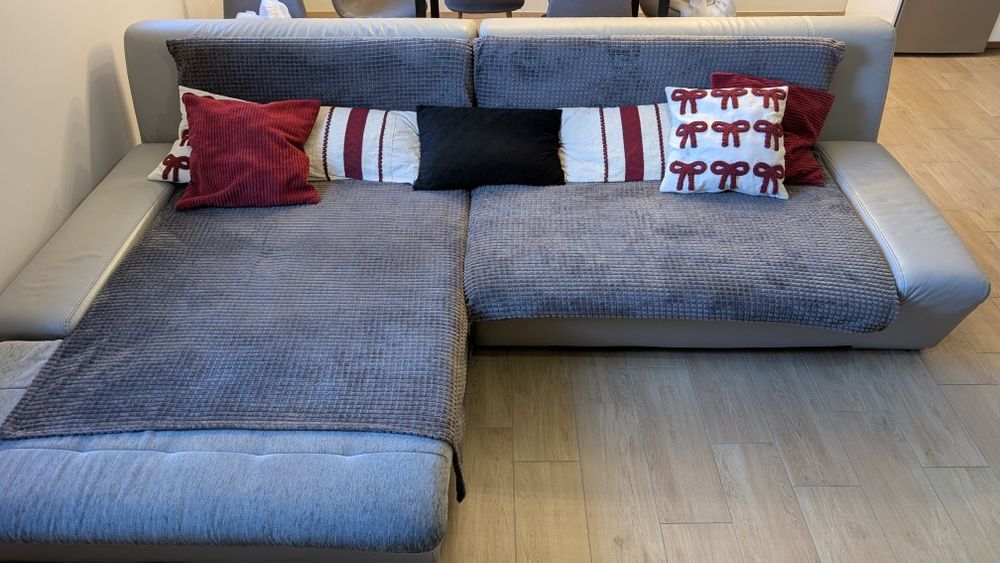 Elegancka Kanapa narożna narożnik sofa. Szara Harmonia