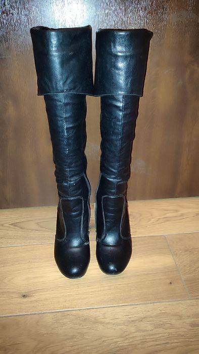 Czarne długie kozaki CCC 36 buty jesienne zimowe za kolano