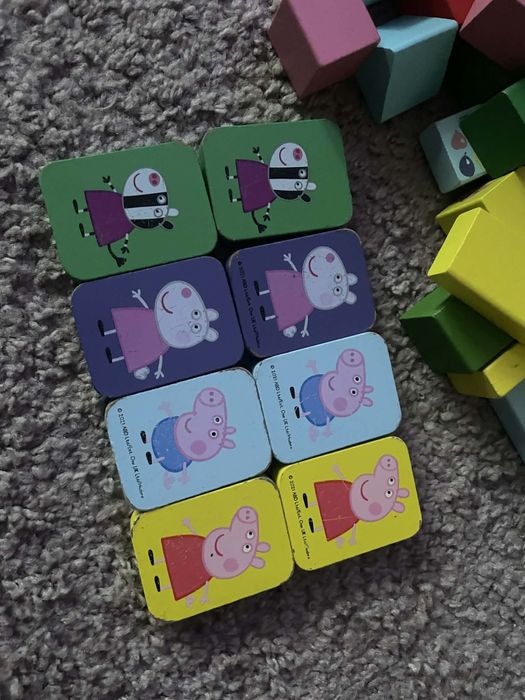 Klocki drewniane ciężarówka świnka peppa