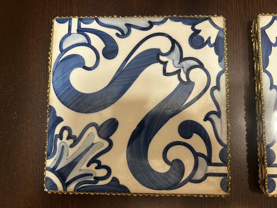Par de Bases de Mesa em Azulejo Tradicional Pintado à Mão m