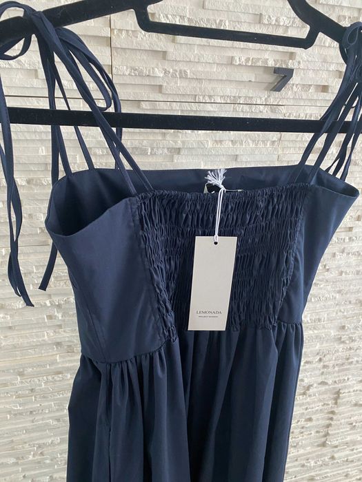 Lemonada nowa długa  sukienka z kieszeniami wiązaną granat