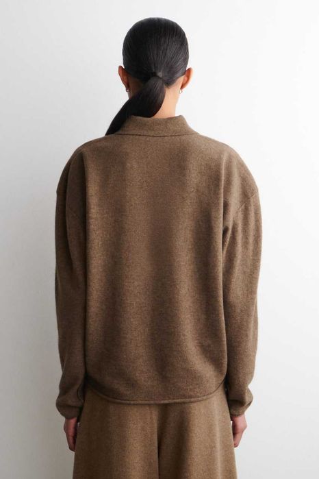 Поло COS Merino Wool Yak Zip-Up (Brown Melange) — Складський розпродаж
