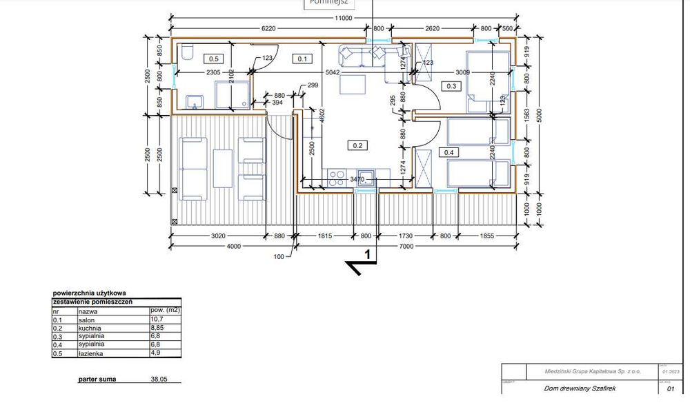 Domek,domki letniskowe,ogrodowe,drewniane, Szafirek 5x11do 70m2