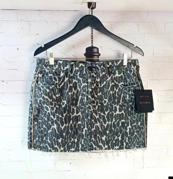 Mother Spódnica Jeansowa Damska Szara Denim Wzorzysta Mini Casual Oryg