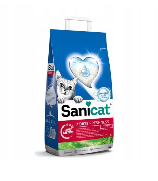 Żwirek dla kota Sanicat 7 Days  ALOE VERA 4L Oxygen Control