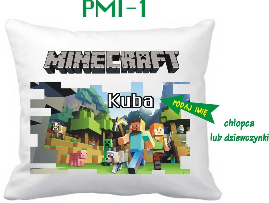 MINECRAFT Poduszka z imieniem i grafiką MINECRAFT prezent Mikołaj