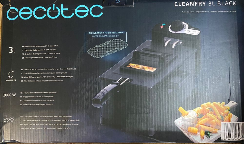 Fritadeira Cleanfry 3L Black 2000W Cecotec (Nova)