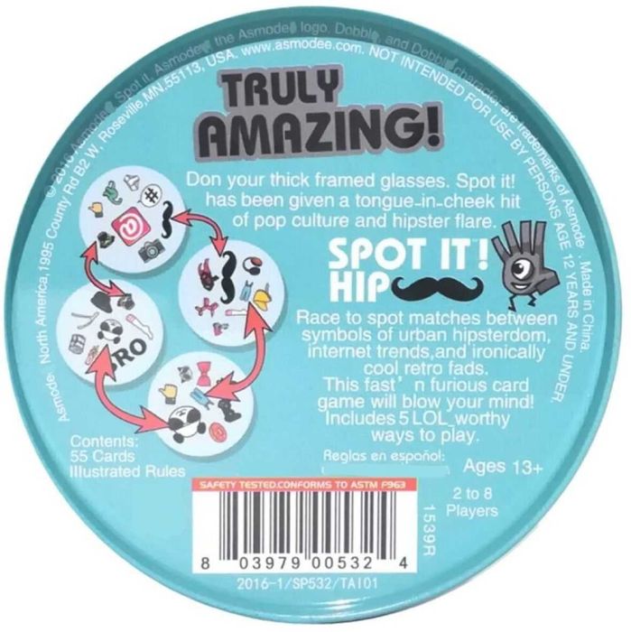Dobble Gra Spot It Hip Gra karciana rodzinna 55 kart wiek 13+ kod 1923