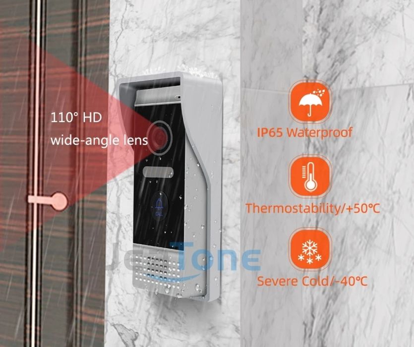Відеодомофон Jeatone + дверной звонок с камерой + замок